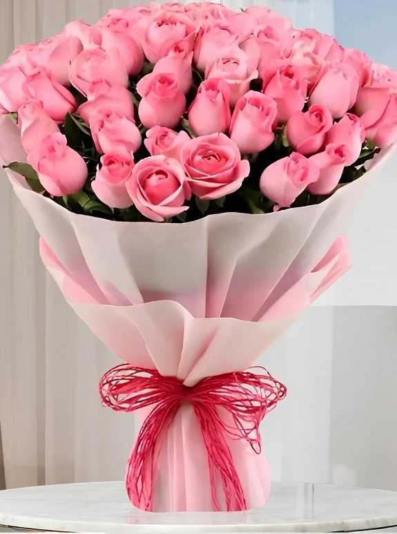 50 Adet Pembe Gül Buketi